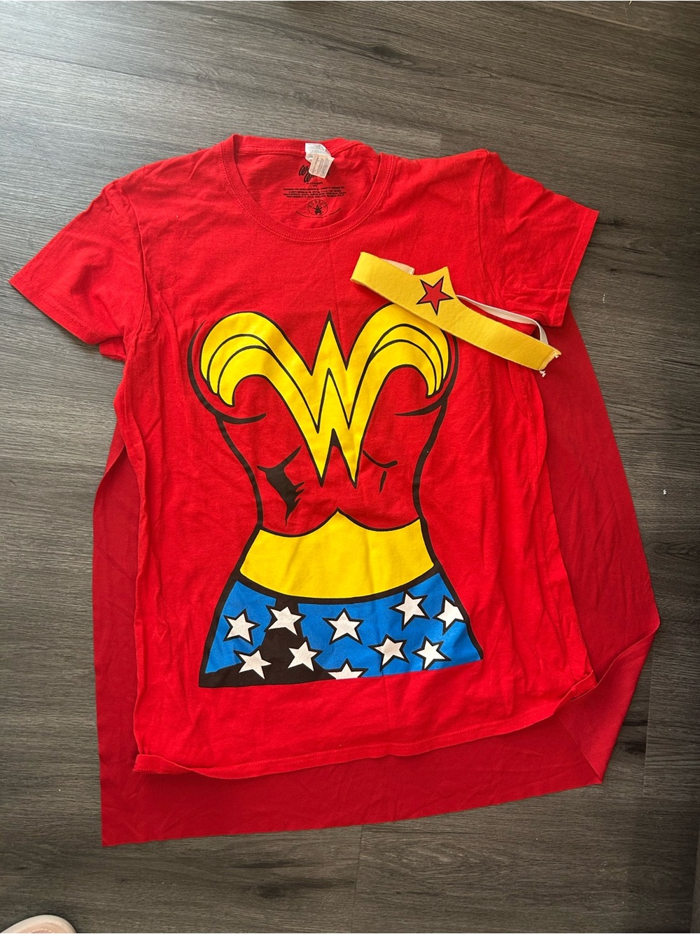 Red Wonder Hero Girls Cape Tee with Headband